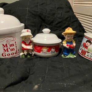 Campbell Soup Soup Tureen,Covered Bowl,Soup Mug, Salt and Pepper Shakers